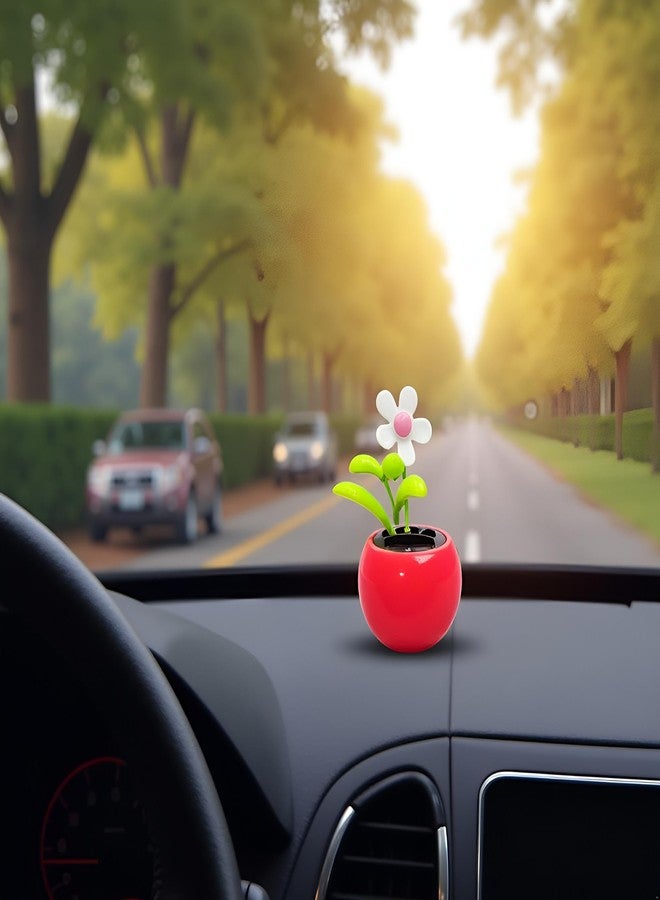 Sluswallow Rose Red Solar Dancing Flower Car Dashboard Decorations - Funny Solar Powered Dancing Flower Pot Flower Swinging Toy for Car Decor Funny Gifts, Solar Power Kits - Image 3